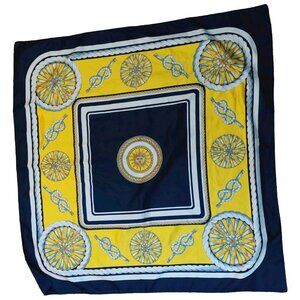 Nautical Scarf Blue Yellow Ropes Knots 34" Square Sun